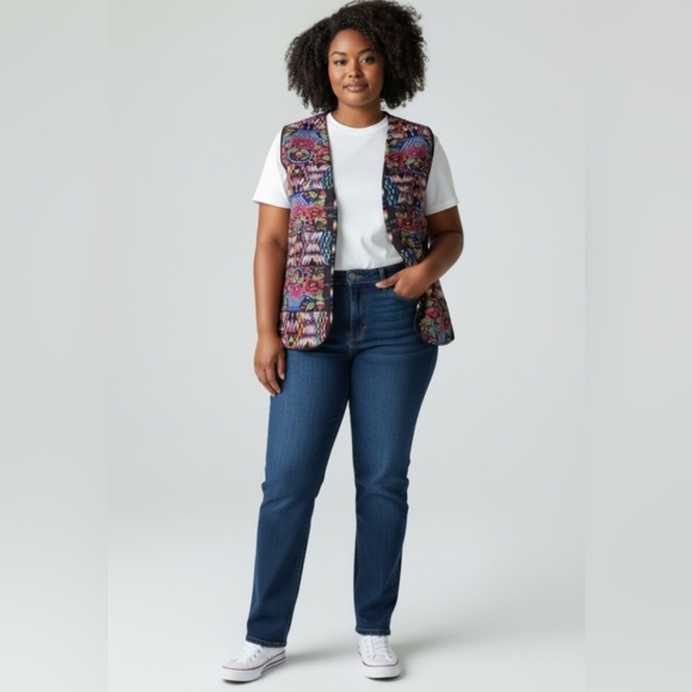 Embroidered Tapestry Vest Size Large